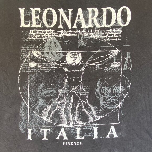 Vintage Y2K Leonardo Da Vinci Shirt Artist Vitruvian Punk Tee - Picture 3 of 5